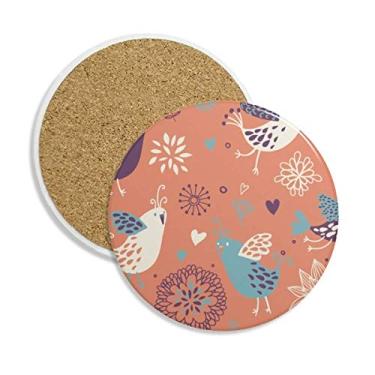 Imagem de Porta-copos de cerâmica com tinta de plantas de flor laranja, suporte para caneca, pedra absorvente para bebidas, presente de 2 peças