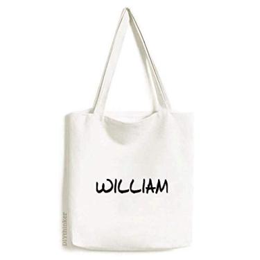 Imagem de Bolsa de lona com escrita especial e nome inglês WILLIAM bolsa de compras casual bolsa de mão