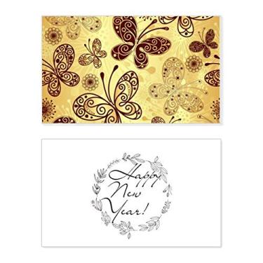 Imagem de Papel de parede Borboleta Amarelo, Festival de Ano Novo, Cartão de felicitações, Mensagem de Abençoamento Presente