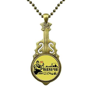 Imagem de DIYthinker Colar Camponesa Trabalhador Revolução Vermelha Chinesa Pingente de Música de Guitarra Antiga