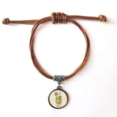 Imagem de DIYthinker Pulseira de couro com estampa de suco de fruta de morango, pulseira de couro com cordão marrom joia presente