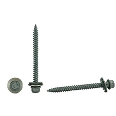 Imagem de #9 x Parafuso sextavado para telhado de cabeça de arruela de 5 cm. Vários tamanhos. Metal autopartida/autorroscante para madeira, telhado de chapa metálica, parafusos de revestimento com vedação de