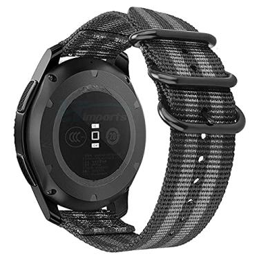 Imagem de Pulseira 22mm Militar Nylon compatível com Samsung Galaxy Watch 3 45mm - Galaxy Watch 46mm - Gear S3 Frontier - Amazfit GTR 47mm - Marca LTIMPORTS (Preto/Cinza)