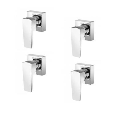 Imagem de Kit 4 Acabamento Para Registro Docol Base Lift 1/2" 3/4" 1" Cromado Docol