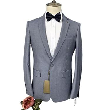 Imagem de Ternos masculinos, blazer de casamento, um botão, casaco esportivo de negócios 2 peças sólido formal, cinza, 3GG (56/40)