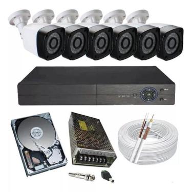 Imagem de Kit Cftv 6 Câmeras Segurança 2mp 1080p 20m Dvr Full Hd 8 Ch