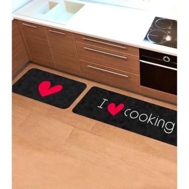 Imagem de Jogo De Tapetes Para Cozinha Wevans Preto UN