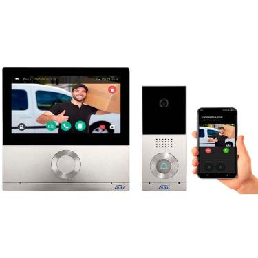 Imagem de Vídeo Porteiro Interfone Com Monitor 1080p 7" Grava Video e Foto em Cartão Micro SD App Smart Wifi Celular Android IOS