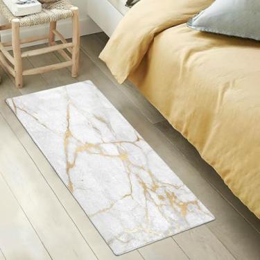 Imagem de GuoChe Tapetes dourados vintage de mármore de luxo tapetes de corredor laváveis tapete de corredor absorvente de água 99 x 50 cm