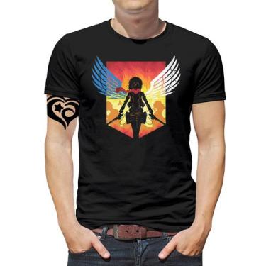 Imagem de Camiseta Attack On Titan Plus Size Masculina Blusa Mikassa - Alemark