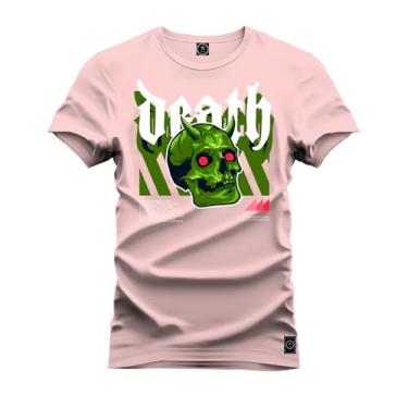 Imagem de Camiseta Agodão T-Shirt Unissex Premium Macia Estampada Cavera Drt Rosa P