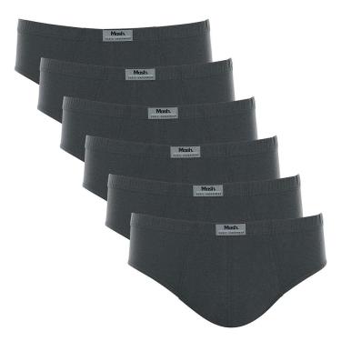 Imagem de Kit 6 Cuecas Slip Algodão Lisa Mash 074.58