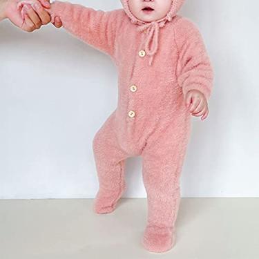 Imagem de Macacão Urso para Bebê, Macacão Com Capuz de Nylon Elástico Quente Movimento Livre para o Outono para Casa (80cm)