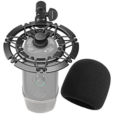 Imagem de YOUSHARES Suporte de choque Blue Yeti X com filtro pop, suporte de liga de choque com para-brisas de espuma reduz a vibração e o ruído de choque combinando o suporte de microfone com braço boom,