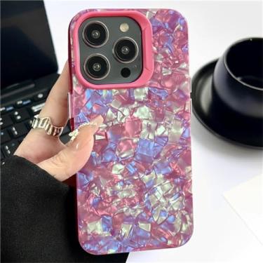 Imagem de Capa de telefone macia com padrão de concha gradiente colorida para iPhone 14 Pro Max 13 12 11 X XR XSMax Capa traseira rígida à prova de choque, roxa, para iphone 13ProMax