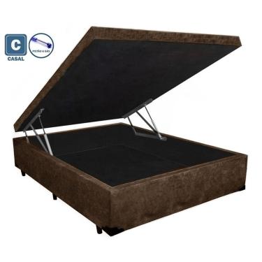 Imagem de Baú Casal Marrom Gold Suede  138x188x41