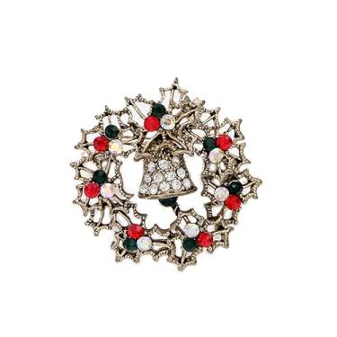 Imagem de Grinalda vintage feminina Feliz Natal feriado broche inspirado vermelho verde cristal bonito Natal Ano Novo acessórios broches vestido brilhante roupas sacos de corsage chapéu decoração folha cachecol
