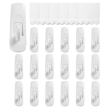 Imagem de JELLYSUB 18 ganchos + 24 tiras, ganchos utilitários médios, organizar ganchos de pendurar sem danos resistentes com tiras adesivas, sem ferramentas ganchos de parede para pendurar
