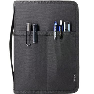 Imagem de diodrio Capa de caderno A5 com zíper YKK para caderno Moleskine Cahier A5 LEUCHTTURM Agenners Caderno de esboço, alça de caneta, resistente à água, recarregável, bolsos de capa, preta