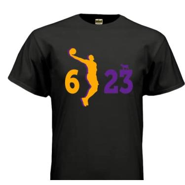 Imagem de HOFSM.COM Hall of Fame Sports Memorabilia Camiseta de basquete Lebron James 6-23 Los Angeles, Preto, M