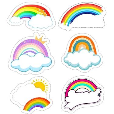 Imagem de Etiquetas de nome arco-íris 10 cm adesivo placa de mesa decoração quadro de avisos etiquetas educativas volta às aulas etiquetas de lembrancinha de festa, 60 peças