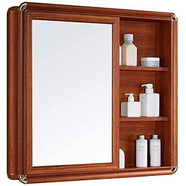 Imagem de Armário de parede para banheiro, organizador de armazenamento 70 x 72 x 11 cm, armário de espelho de banheiro montado na parede armário de remédios de cozinha (seção aberta)