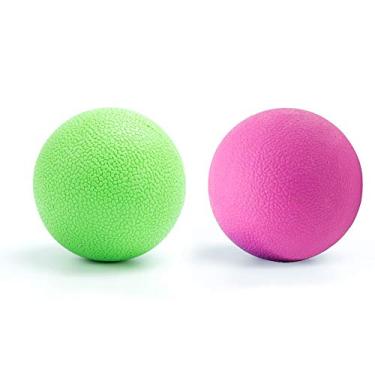 Imagem de Bola de massagem de ioga – Melhor bola de ponto de gatilho para liberação miofascial e fáscia, massagem nos pés e nas costas, terapia (verde + rosa)