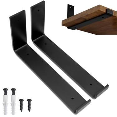 Imagem de RIO DESIGN99 Mão Francesa 35cm Cantoneira Invertida - Preta - 2 Unidades - Reforçada Industrial Suporte Aço Ferro 350mm