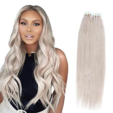 Imagem de Saisifen Fita Em Extensões De Cabelo Humano Trama Cinza Reta 20 peças 50g/pacote Fita Invisível Ins 46cm