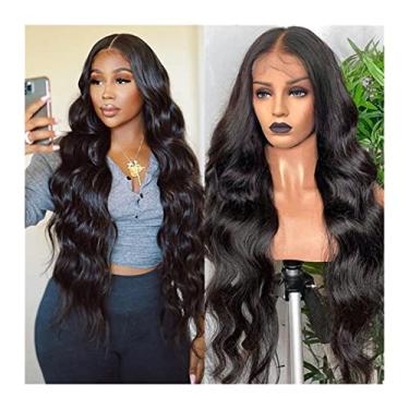 Imagem de Perucas femininas 14-32 polegadas peruca frontal de renda 4 × 4 peruca brasileira ondulada 180% densidade transparente lace frontal perucas de cabelo humano para mulheres 13x4 peruca de renda humana perucas de cabelo humano (tamanho : 4x4 hd peruca de renda, cor: 1