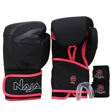 Imagem de KIT NAJA LUVA BOXE BLACK 1 PAR DE LUVAS +1 PAR DE BANDAGEM 2,8M + PROTETOR BUCAL