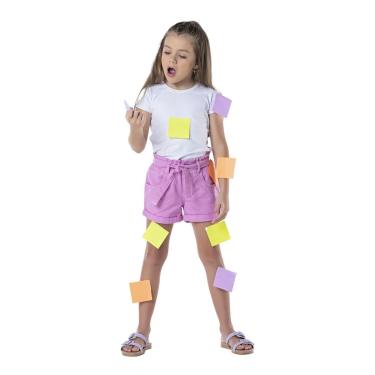 Imagem de Shorts Jeans Infantil Colorido Mania Kids Menina - 6111-Feminino