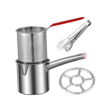 Imagem de Gralara Fritadeira de aço inoxidável com cesta, fritadeira de óleo profundo para restaurante, porta-grampos para cesto1.2L