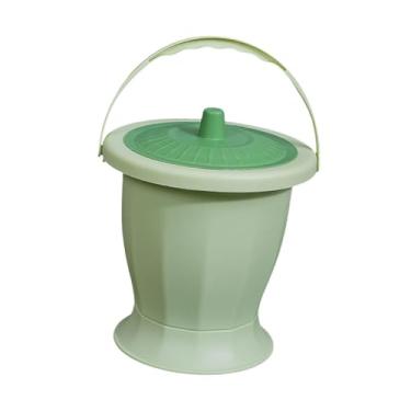 Imagem de harayaa Balde de câmara cuspidor de câmara com tampa, penico, urinol, jarro noturno para quarto, adultos, idosos, verde com anel