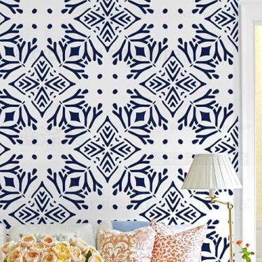 Imagem de Estêncil árabe de 30 cm para paredes, modelo grande de mandala, reutilizável, decoração de móveis, modelos de padrões para pintar, decoração, molduras, pintura, piso, azulejo, nicho