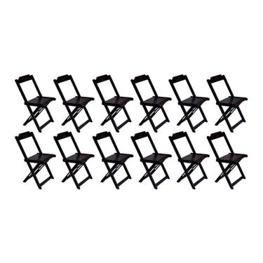 Imagem de Kit 12 Cadeiras de Madeira Dobravel  Tabaco