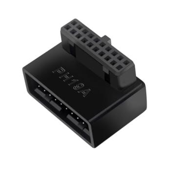 Imagem de lilila-ree (Pacote com 2) Adaptador de placa-mãe USB 3.0 90 graus, USB 3.0 20 pinos macho para fêmea, placa de alimentação em ângulo reto para placa-mãe de mesa, cabeçalho interno (ângulo acima)