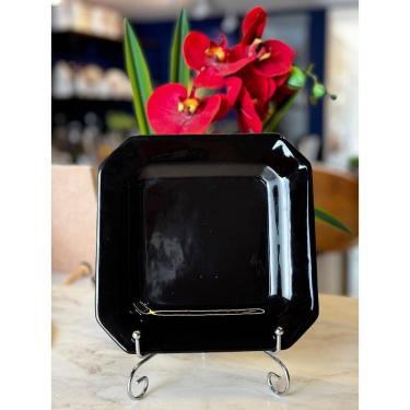 Imagem de Conj. 6 Pratos Quadrados Sobrem.Obj.Preto Scalla