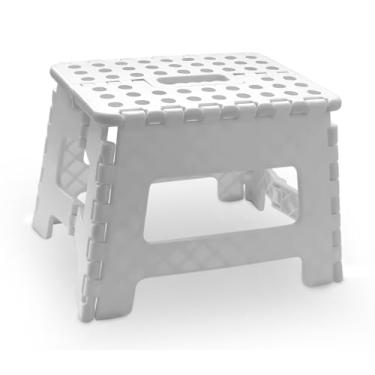 Imagem de Powermaid Banqueta Plástica Dobrável, Multiuso, Branca, altura 22cm