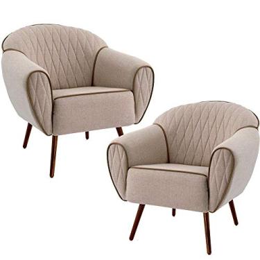 Imagem de Kit 02 Poltronas Decorativas Sala de Estar Pés Palito Sacha Tressê Rústico - Gran Belo