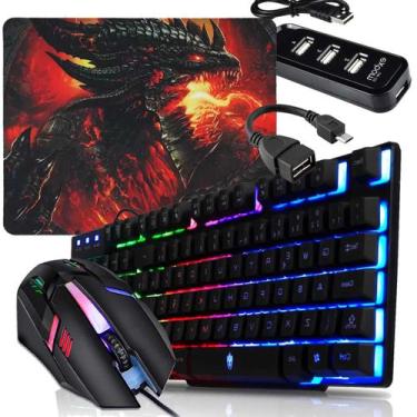 Imagem de Mobilador Completo Kit Gamer Teclado Hawke Evolut iluminado + Mouse Ga