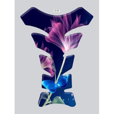 Imagem de Protetor De Tanque Tankpad Flores Feminino Roxo Adesivo Moto - Resitan
