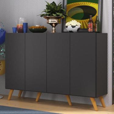 Imagem de Aparador Buffet 4 Portas Retrô Alemanha Multimóveis BR3556 Preto/Natur