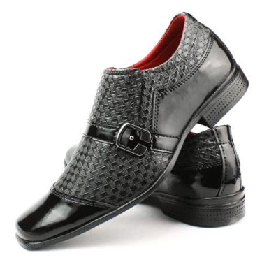 Imagem de Sapato Social Masculino Preto Verniz Fivela Estiloso - Dallu Calçados,