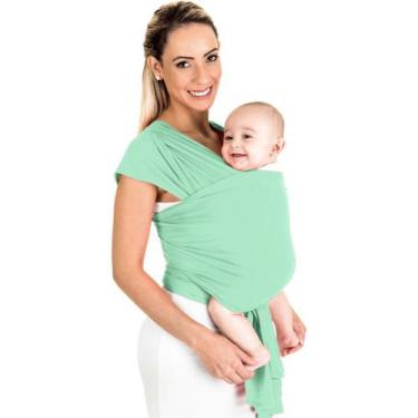 Imagem de Baby Sling Mamãe Canguru Malha 100% Algodão - Rafaloro Enxovais, Verde