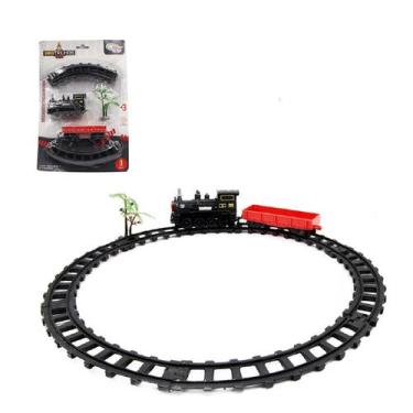 Imagem de Trem Locomotiva brinquedo Super Trilhos Pilha 9 Pçs novidade - Filó Mo