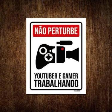 Imagem de Kit 5 Placas Decorativa Youtuber Gamer Trabalhando Xb - Sinalico.Com