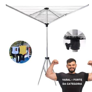 Imagem de Varal de Chão Giratório 100% Em Alumínio 9 Cordas Reforçado - Caheta
