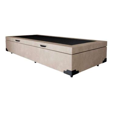 Imagem de Base para Cama Box Solteiro Martin Premium com Baú Suede (45x88x188) Bege