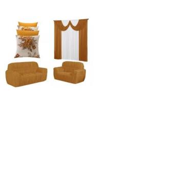 Imagem de Kit Capa Para Sofa 3e2 Lugares+4capas Almofada+cortina Paris - ibiting